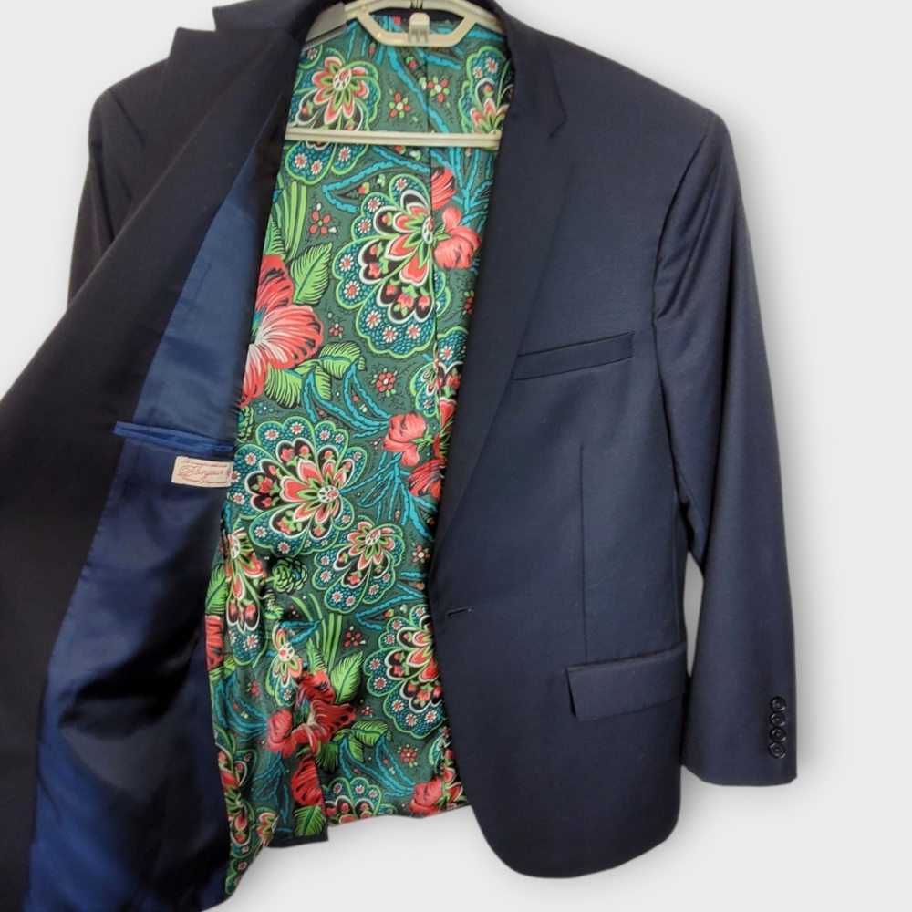 Scotch & Soda Navy Blazer with Floral Lining - Picture 3 of 8
